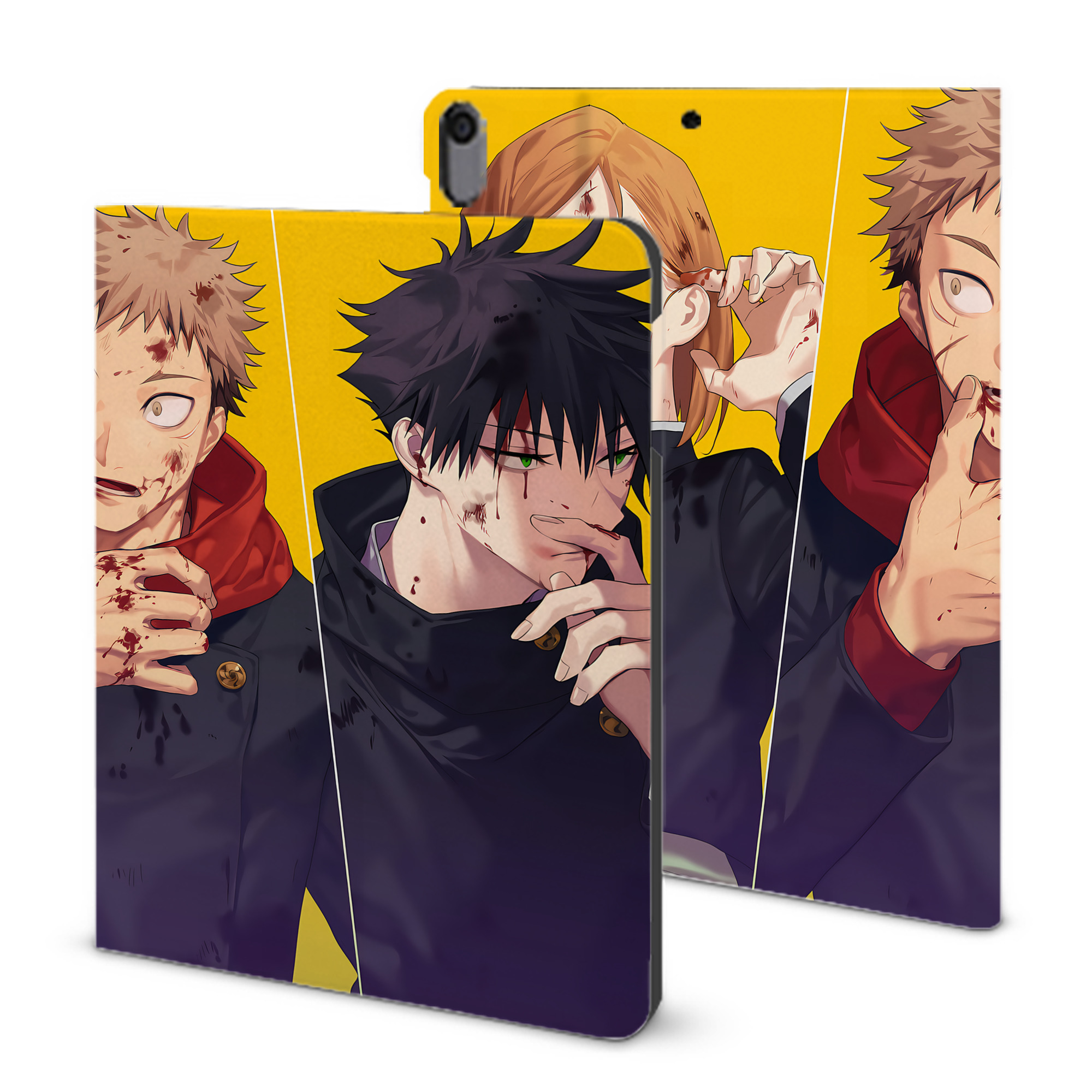 （画像用） 呪術廻戦 Jujutsu Kaisen IPad ケース ブック型 PUレザー TPU 耐衝撃 軽量 薄型 ペン収納なし 全面保護 IPad 各モデル対応